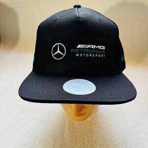 NWT Puma Unisex Adults Black Petronas Motorsport Mercedes Racing Snapback Hat